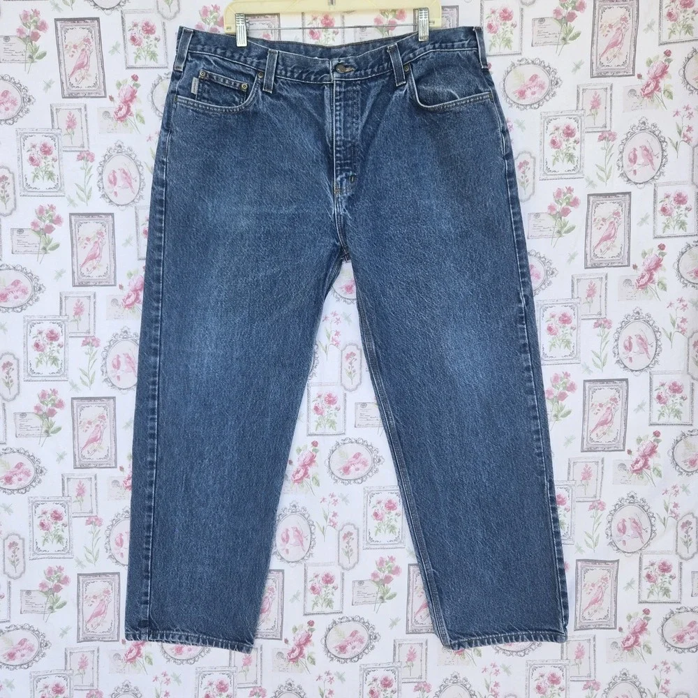 Carhartt Relaxed Fit Blue Denim Jeans Mens 42x30 Workwear B480 DVB Mexico